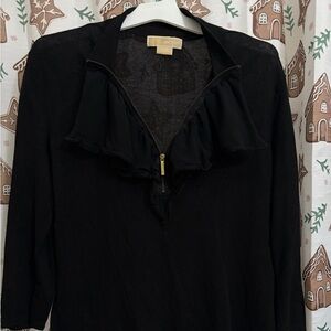 Michael Kors black ruffled-neck blouse